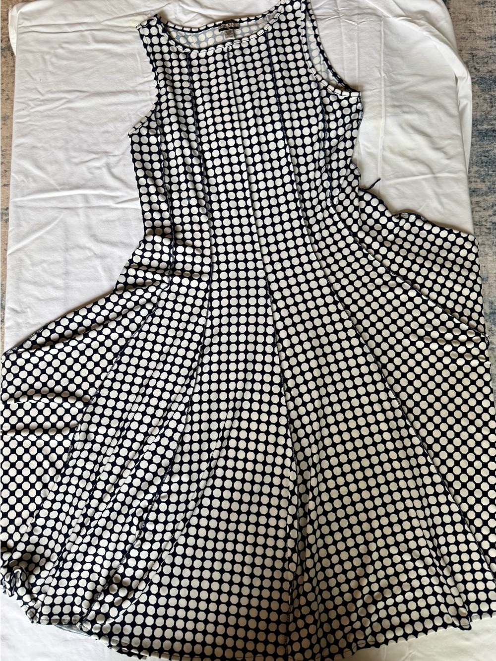 Haani Navy Blue and White Polka Dot Sleeveless Maxi Dress